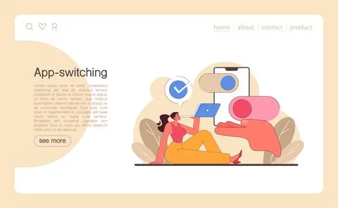 Digital multitasking web banner or landing page. Effective and competent Stock Illustration
