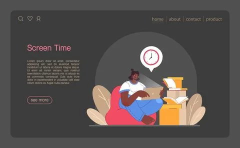Digital multitasking web banner or landing page dark or night mode Illustrazione stock