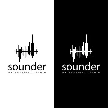 Digital music logo with equalizer lines representing modern sound technology Stock Illustration