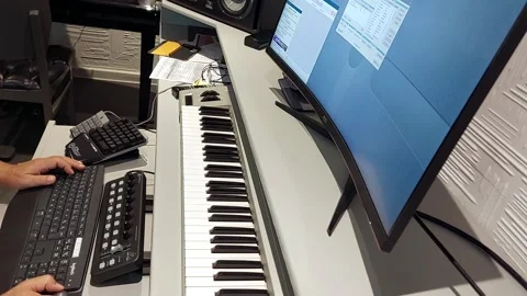 Digital music studio composer working Stock Footage 244848447