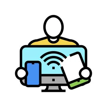 Digital native technology color icon vector illustration Illustrazione stock