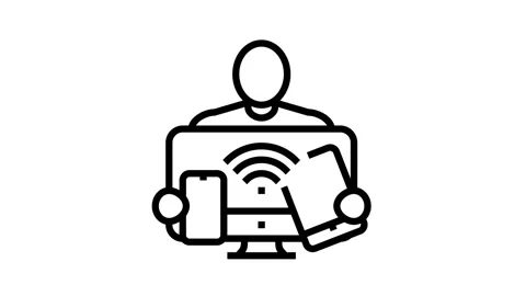 Digital native technology line icon animation Stock Footage 224351785