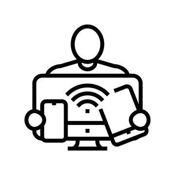 Digital native technology line icon vector illustration 스톡 일러스트