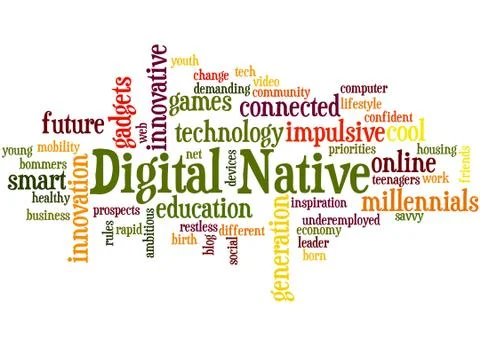 Digital Native, word cloud concept Stock Illustration