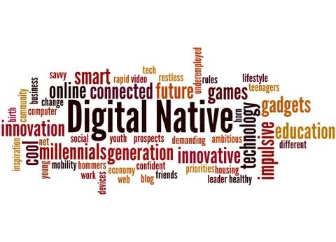 Digital Native, word cloud concept Stock Illustration