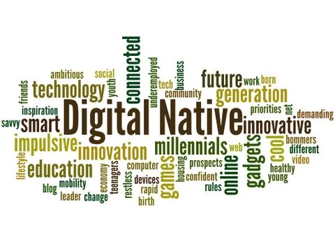Digital Native, word cloud concept Stock Illustration