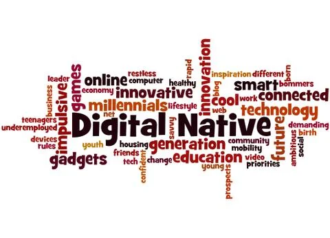 Digital Native, word cloud concept Stock Illustration