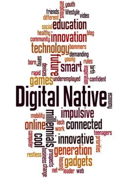 Digital Native, word cloud concept Stock Illustration