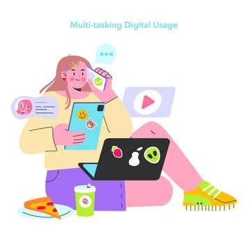 Digital Natives. Flat Vector Illustration Stock Illustration