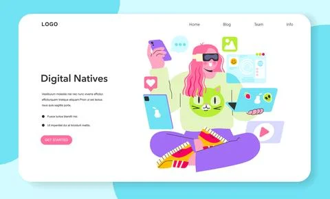 Digital Natives. Flat Vector Illustration Stockillustratie