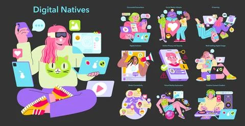 Digital Natives set. Vector illustration Illustrazione stock
