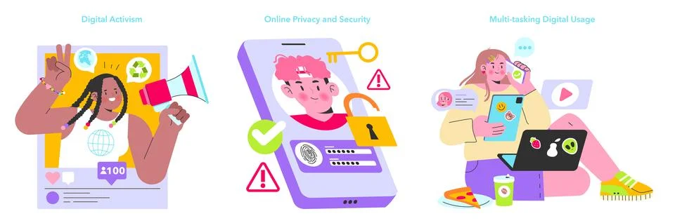 Digital Natives set Vector illustration. Illustrazione stock