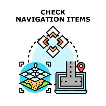 Digital navigation checking process for location guidance Stock Illustration