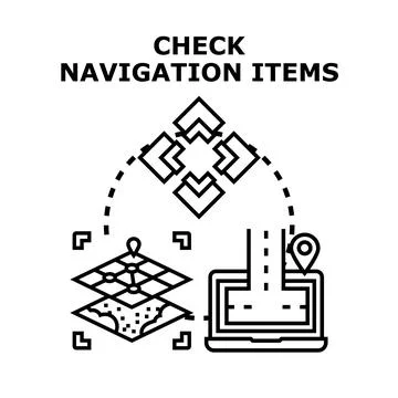 Digital navigation checking process for location guidance Stock Illustration