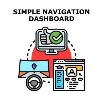 Digital navigation dashboard concept with user interface Stock Illustration