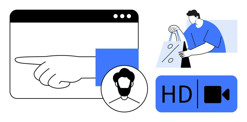 Digital Navigation Interface with User Profile and E-commerce Activities Hi.. Stock Illustration