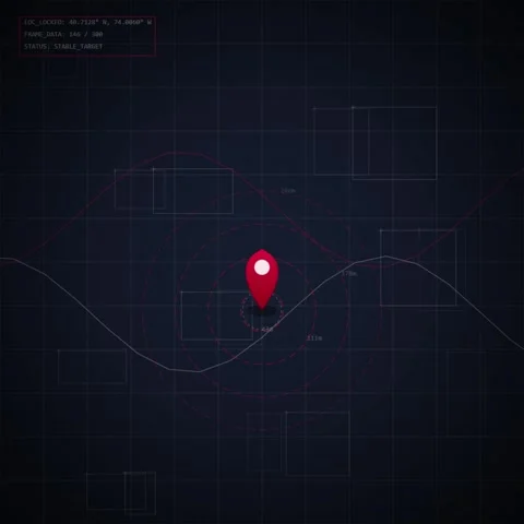 Digital Navigation Map Data Visualization with Location Pin Stock Footage 348198530