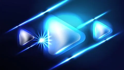 Digital Neon Abstract Background, Triangles And Lights Geometric Design Template Stock Illustration