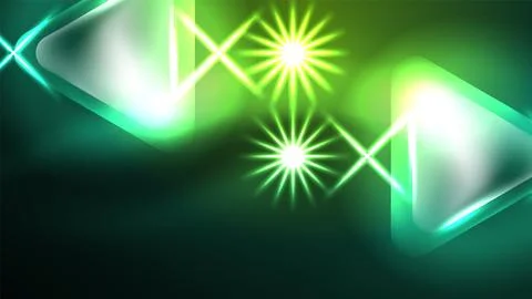 Digital Neon Abstract Background, Triangles And Lights Geometric Design Template Stock Illustration