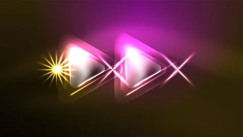 Digital Neon Abstract Background, Triangles And Lights Geometric Design Template Stock Illustration