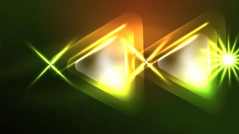 Digital Neon Abstract Background, Triangles And Lights Geometric Design Template Stock Illustration
