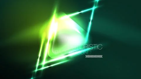 Digital Neon Abstract Background, Triangles And Lights Geometric Design Template Stock Illustration