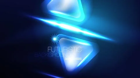 Digital Neon Abstract Background, Triangles And Lights Geometric Design Template Stock Illustration