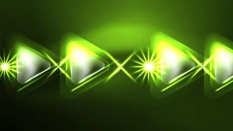 Digital Neon Abstract Background, Triangles And Lights Geometric Design Template Stock Illustration