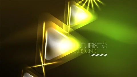 Digital Neon Abstract Background, Triangles And Lights Geometric Design Template Stock-Illustration
