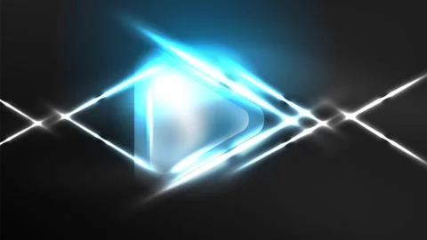 Digital Neon Abstract Background, Triangles And Lights Geometric Design Template Stock Illustration