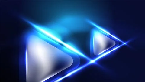 Digital Neon Abstract Background, Triangles And Lights Geometric Design Template Stock Illustration