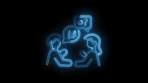 Digital neon animation of two people arguing and misunderstanding each othe.. Stock Footage 345985131