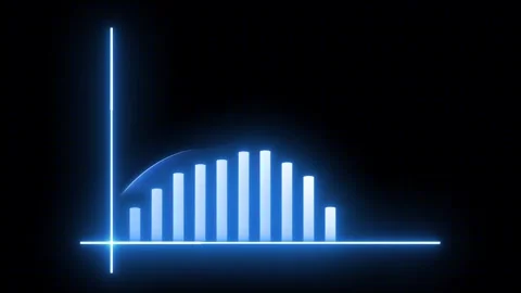 Digital neon bar graph. Business data visualization loop. Glowing bar chart.. Stock Footage 313590005
