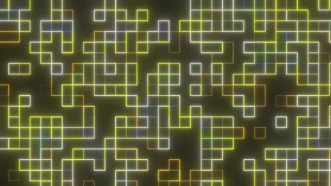 Digital neon blocks lines Stock Footage 296236560