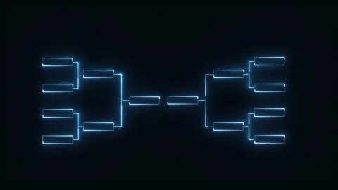 Digital neon blue bracket flowchart structure animation loop on dark background Stock Footage 337171521