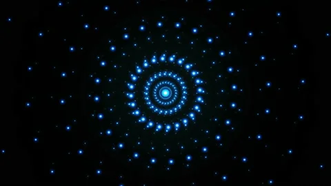Digital neon blue dots abstract motion background. Seamless loop Stock Footage 236180532