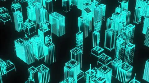 Digital neon city Ilustración de archivo