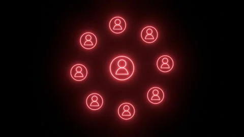 Digital neon community avatar in circle shape Stock Footage 302584182