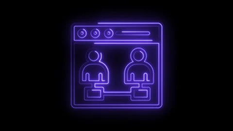 Digital neon connection with two people on a website interface representing Stock Footage 322962710