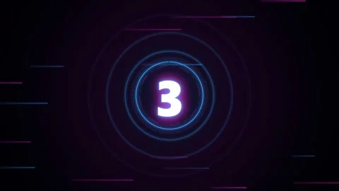 Digital Neon Countdown Timer Sequence 库存影片 347897132
