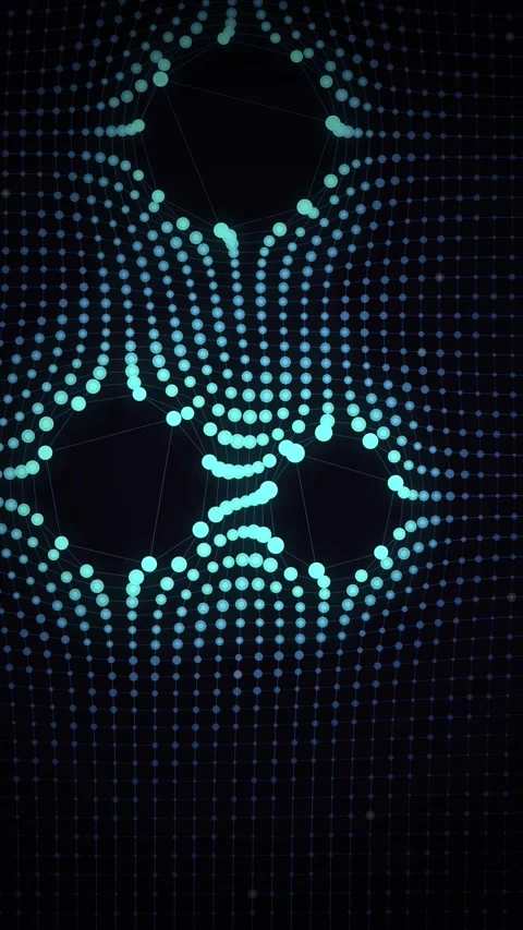 Digital neon grid flow: Abstract glowing particle pattern connecting futuri.. Stock Footage 345493975