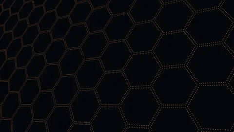 Digital neon hexagons pattern in rows with neon dots on dark gradient 스톡 동영상 240297245