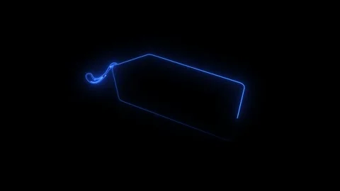 Digital neon light display of a rectangular shape in dark environment Stock Footage 345621423