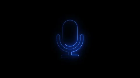 Digital neon microphone animation for audio and music projects Stock Footage 345030223
