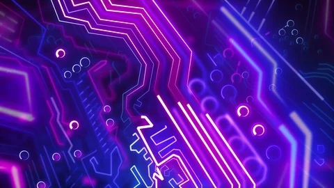 Digital Neon Motherboard Data Flow. Circuit Board Cloud Computing Stock Footage 119026995