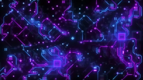 Digital Neon Motherboard Data Flow. Circuit Board Cloud Computing Stock Footage 263195057