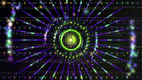 Digital Neon Radial Light Vortex Background, Glowing Mandala Particles 스톡 동영상 333674787
