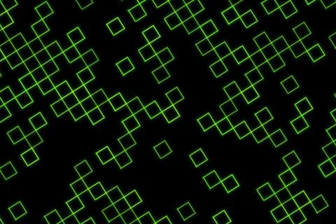 Digital neon square pattern on black background Stock Illustration