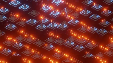 Digital Network: 3D Circuit Board &amp; Connectivity Grid Stock Footage 339269250