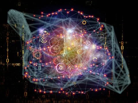 Digital Network and AI Data Connections Abstract Technology Background 库存插图
